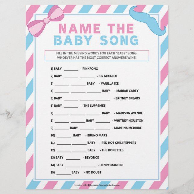 En-tête De Lettre Nom Que Chanson De Bébé [Surprise De Genre] (Devant)