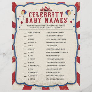 En-tête De Lettre Noms des bébés célèbres [Thème du cirque]