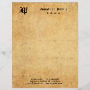 En-tête De Lettre Nostalgique Vieux Papier Look Monogramme Personnal