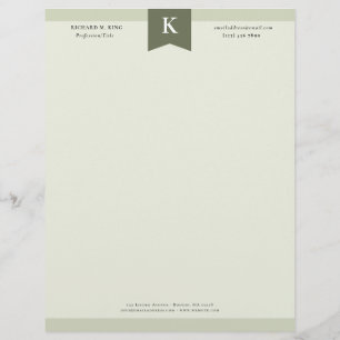 En-tête De Lettre Olive Elegant Bold Monogram Coordonnées