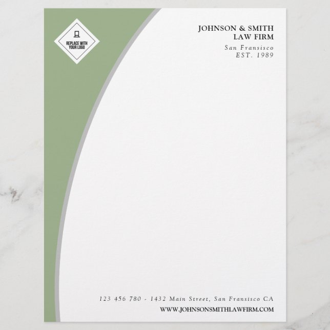 En-tête De Lettre Olive Green & Grey Professional Ajoutez votre logo (Devant)
