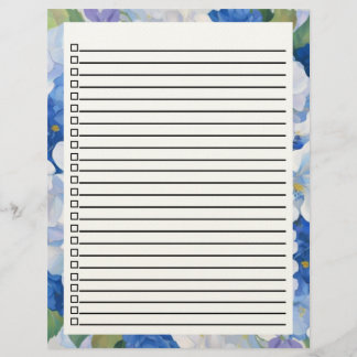En-tête De Lettre Ombres de fleurs bleues à faire Liste