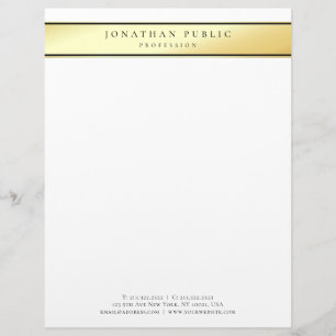 En-tête De Lettre Or glamour blanc moderne papier Recyclé tendance