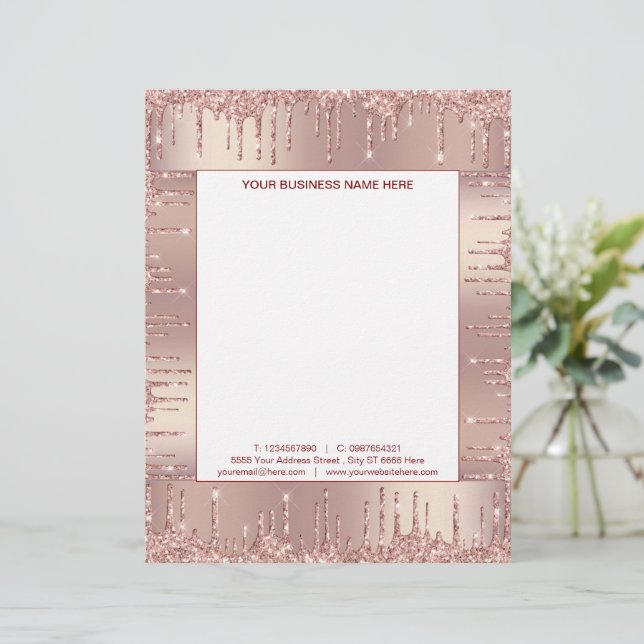 En-tête de lettre or rose Nom de texte personnalis (Debout devant)