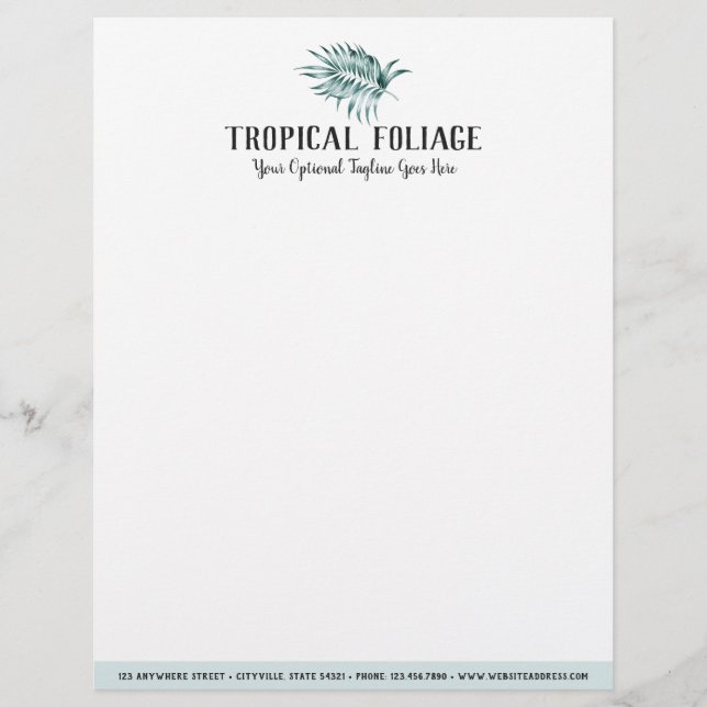 En-tête De Lettre Palmier de feuillage tropical Feuilles et verdure  (Devant)