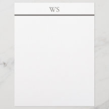 Papeterie à en-tête à lettre monogramme barre gris