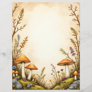 En-tête De Lettre Papeterie de campagne Champignon et Fleur sauvage