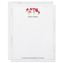 Papier à Lettre Floral Aquarelle Peint à la Main É