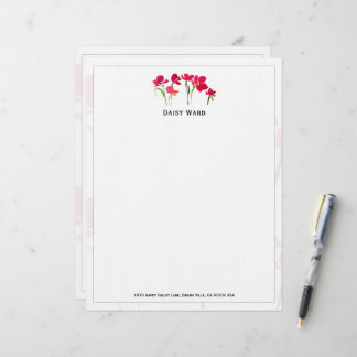 En-tête De Lettre Papier à Lettre Floral Aquarelle Peint à la Main É