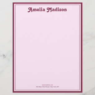 En-tête De Lettre Papier à Lettre Rose Simple Rétro