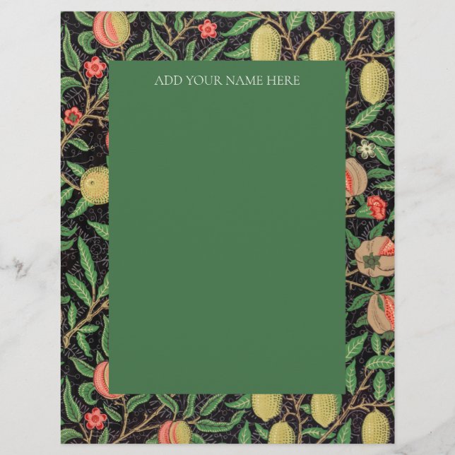 EN-TÊTE DE LETTRE PAPIER À LETTRE: WILLIAM MORRIS : "POMEGRANATES" (Devant)