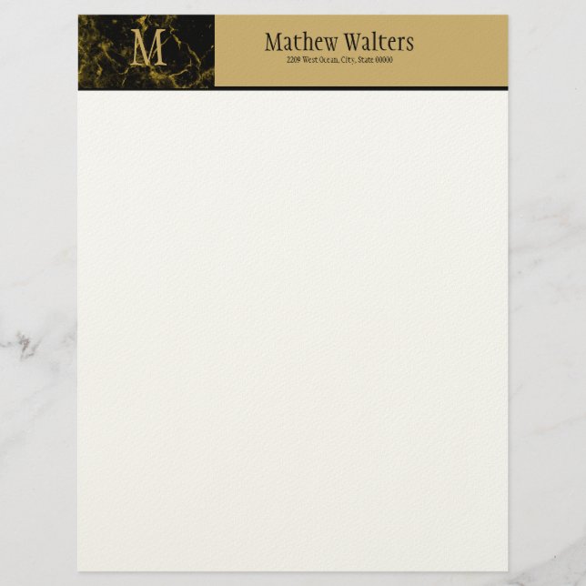 En-tête De Lettre Papier à lettres en marbre noir (Devant)