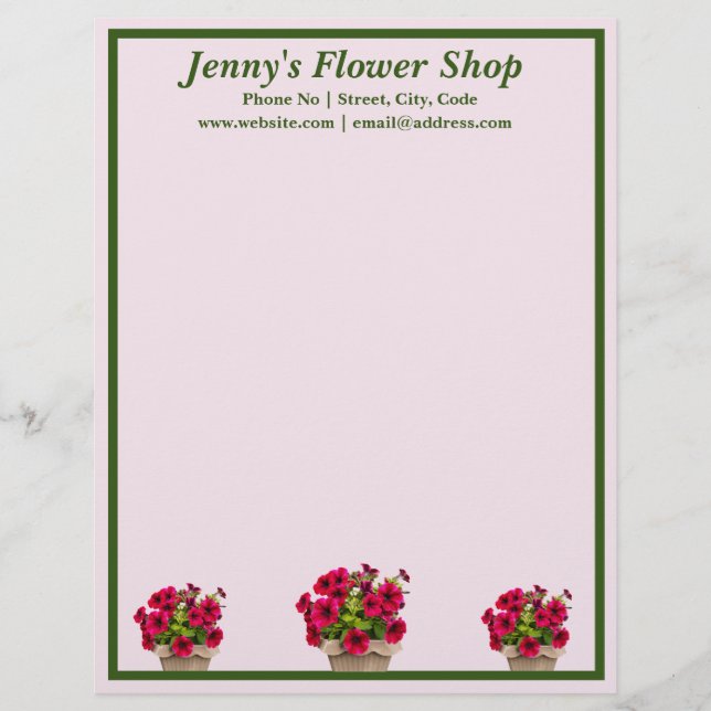 En-tête De Lettre Papier à lettres floral personnalisé (Devant)