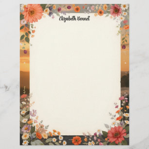 En-tête De Lettre Papier à lettres Floral Sunset