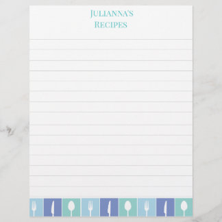 En-tête De Lettre Papier à lettres personnalisées à recette bleue