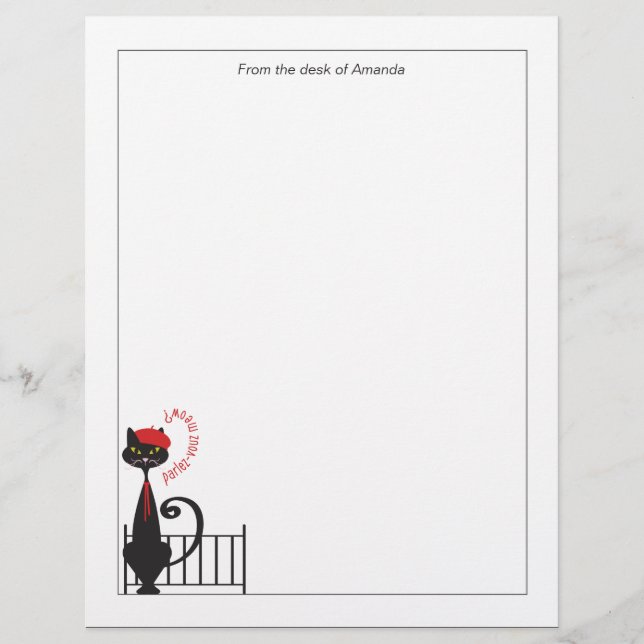 En-tête De Lettre Papier à lettres pour chat (Devant)