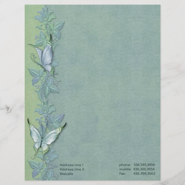 En-tête De Lettre Papillon Pastel Floral - Personnaliser (Devant)