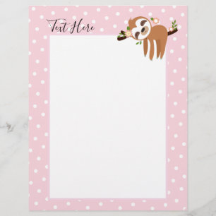 En-tête De Lettre paresse, paresse mignonne, illustration animale
