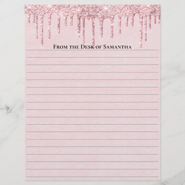 En-tête De Lettre Parties scintillant de séchage rose personnalisée (Devant)