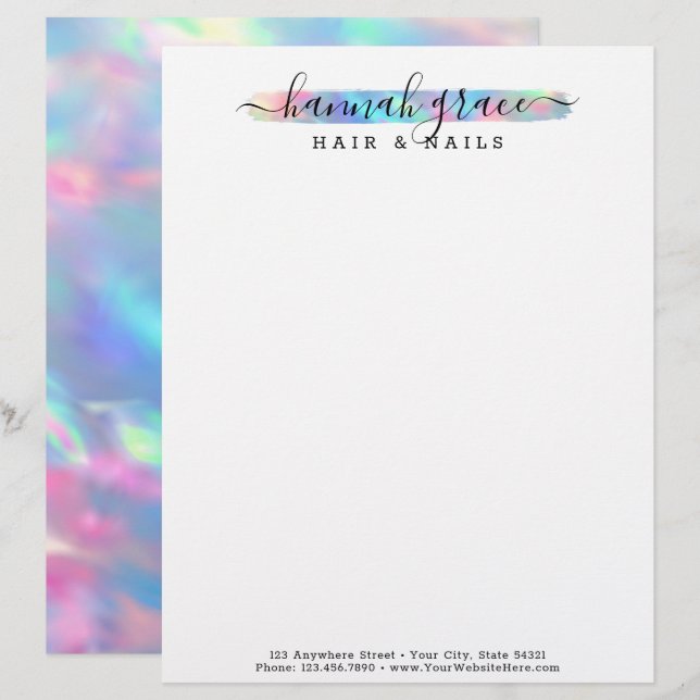 En-tête De Lettre Pastel Rainbow Paint Swash Élégant logo personnali (Devant / Derrière)