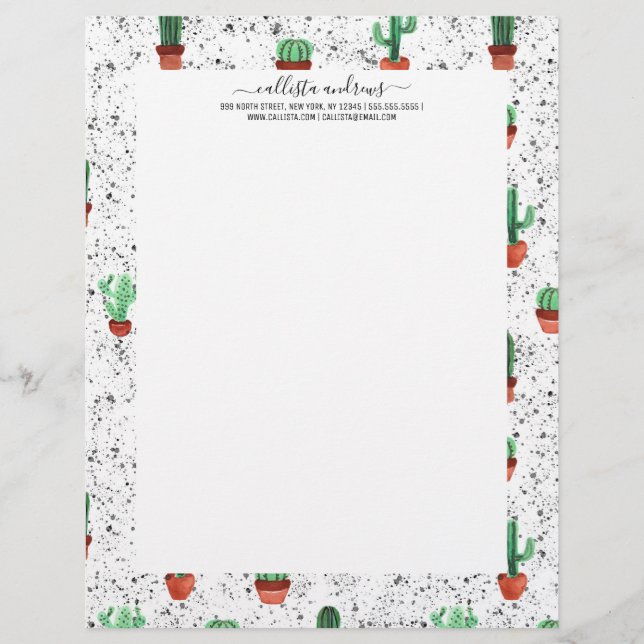 En-tête De Lettre Patters de Green Terracotta Cactus (Devant)