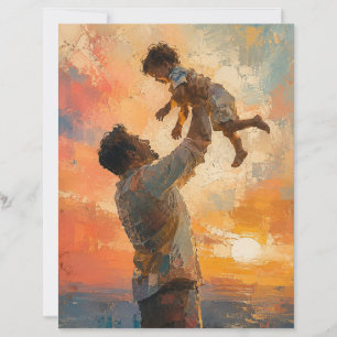En-tête De Lettre Peinture Abstraite Père Élevant un Enfant au Couch