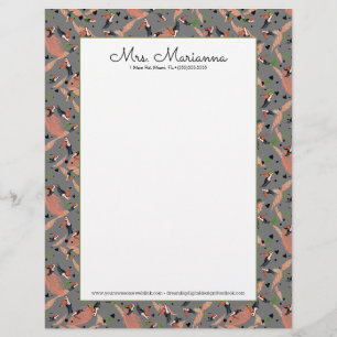 En-tête De Lettre Peinture de toucans et motif d'oiseau de verdure