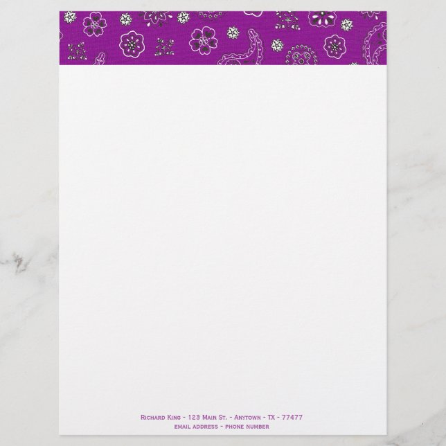 En-tête de lettre personnalisable Bandana (Devant)