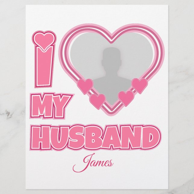 En-tête De Lettre Personnalisé I Love My Husband - Ajouter Photo & N (Devant)