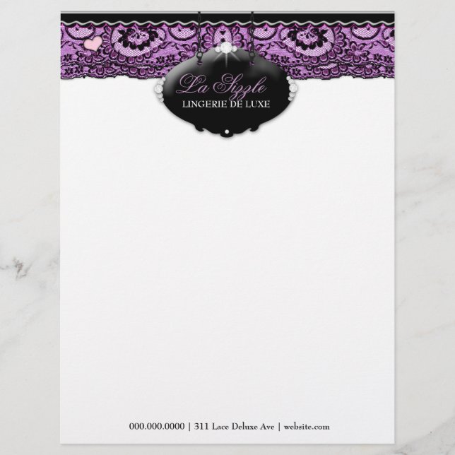 En-tête De Lettre Personnalisée 311-Lace De Luxe - violette (Devant)