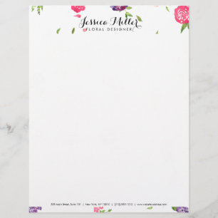 En-tête De Lettre Personnalisée Aquarelle vintage Flores Artisanat Designer II
