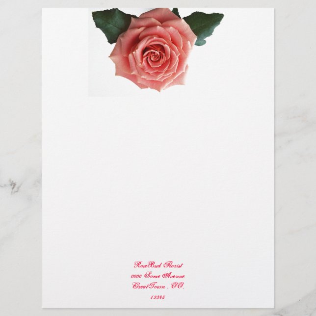 En-tête De Lettre Personnalisée Belle fleur "de rose de rose" (Devant)