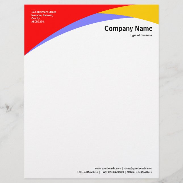 En-tête De Lettre Personnalisée Courbes - rouge, ambre et bleu (Devant)