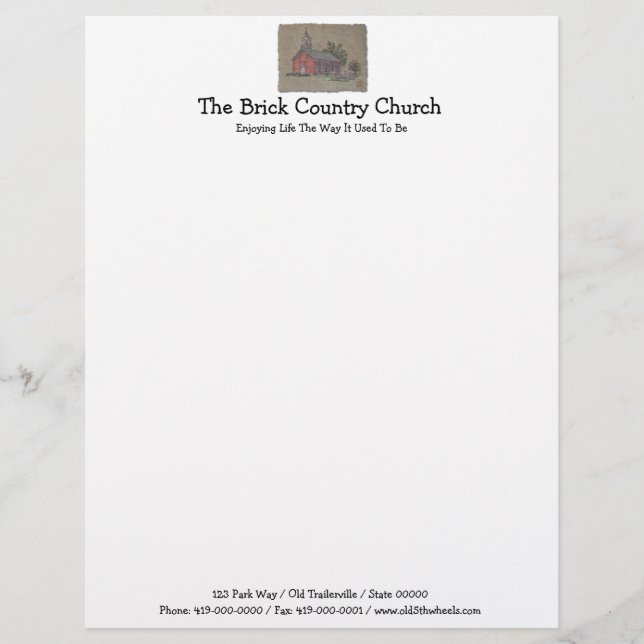En-tête De Lettre Personnalisée Église de pays de brique (Devant)