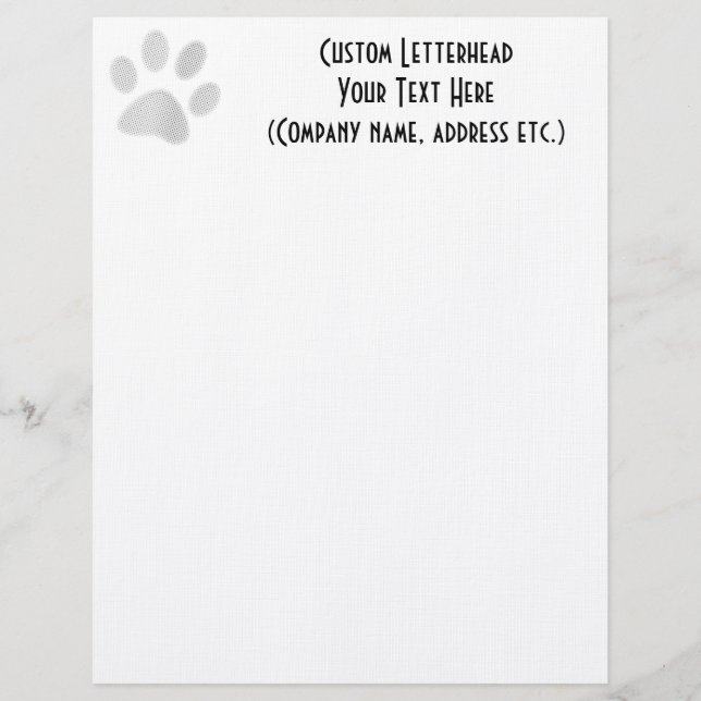 En-tête De Lettre Personnalisée Empreinte de patte tramé blanc/gris-clair (Devant)