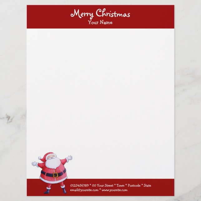 En-tête De Lettre Personnalisée En-tête rouge Noël du Père Noël (Devant)