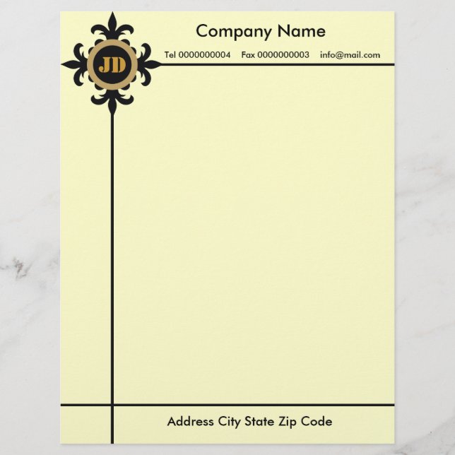 En-tête De Lettre Personnalisée Fleur de lis monogramme En-tête (Devant)