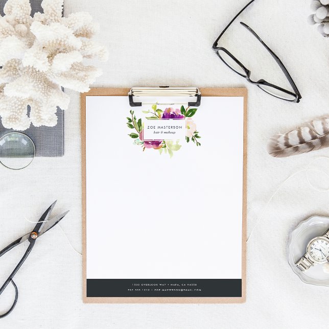 En-tête De Lettre Personnalisée Fleur vive | Logo floral aquarelle (Créateur téléchargé)
