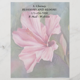 EN-TÊTE DE LETTRE PERSONNALISÉE LETTRE PERSONNALISABLE HIBISCUS ROSE