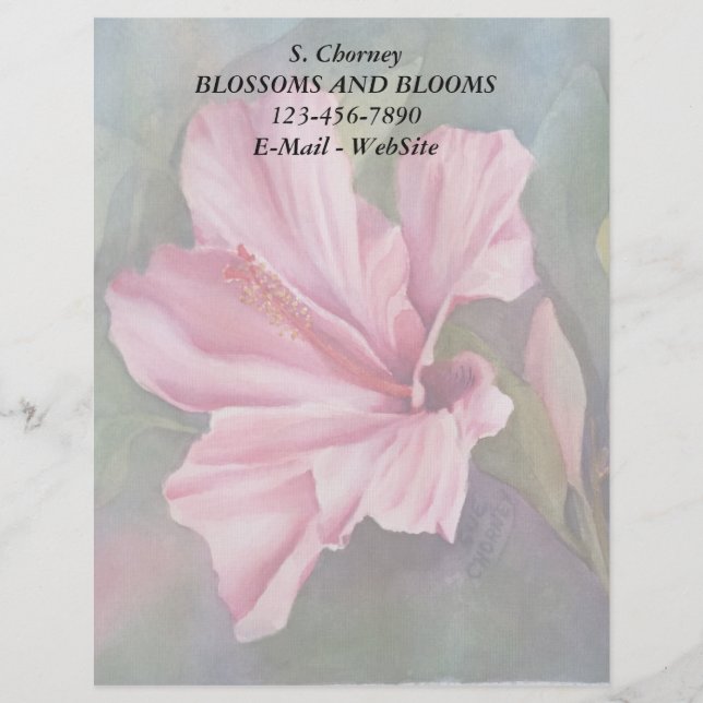 EN-TÊTE DE LETTRE PERSONNALISÉE LETTRE PERSONNALISABLE HIBISCUS ROSE (Devant)
