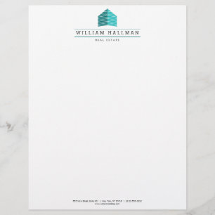En-tête De Lettre Personnalisée Logo Abstrait de la maison Turquoise/blanc