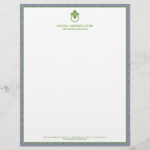 En-tête De Lettre Personnalisée Logo de porte vintage Knocker Bordure bleue/verte
