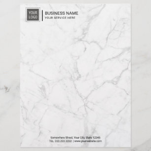 En-tête De Lettre Personnalisée Marbre blanc moderne de logo fait sur commande