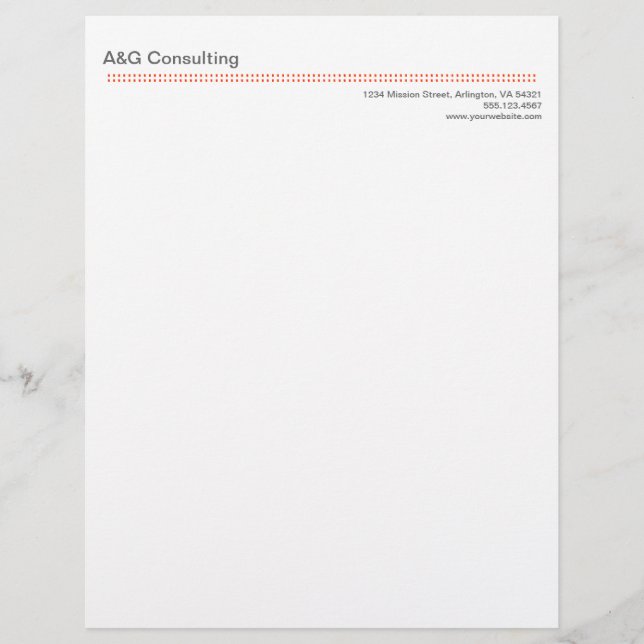 En-tête De Lettre Personnalisée micro-point moderne merveille rouge gris affaires  (Devant)