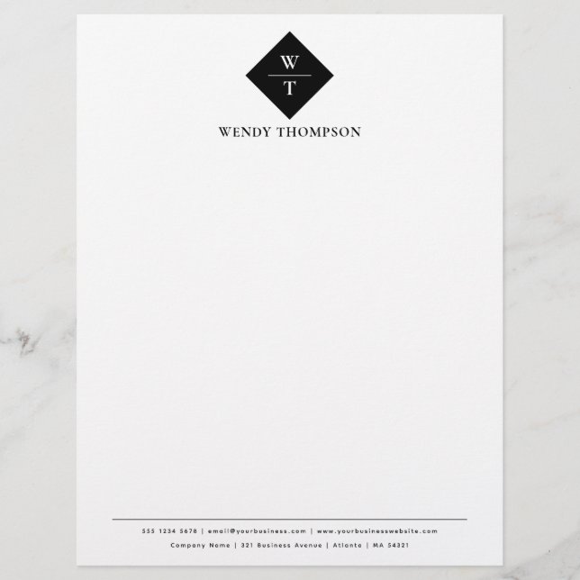 En-tête de lettre personnalisée Modèle monogramme (Devant)