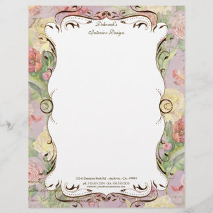 En-tête De Lettre Personnalisée Papeterie florale de tulipe rose de pivoine de Les