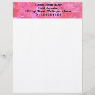 En-tête De Lettre Personnalisée Papier à lettre aquarelle Rose Rose