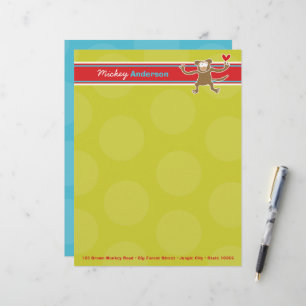 En-tête De Lettre Personnalisée Papier à Lettre Personnalisé avec Singe de Dessin