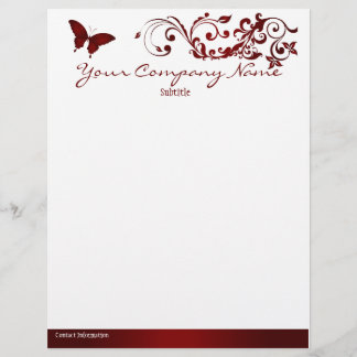 En-tête De Lettre Personnalisée Papillon rouge