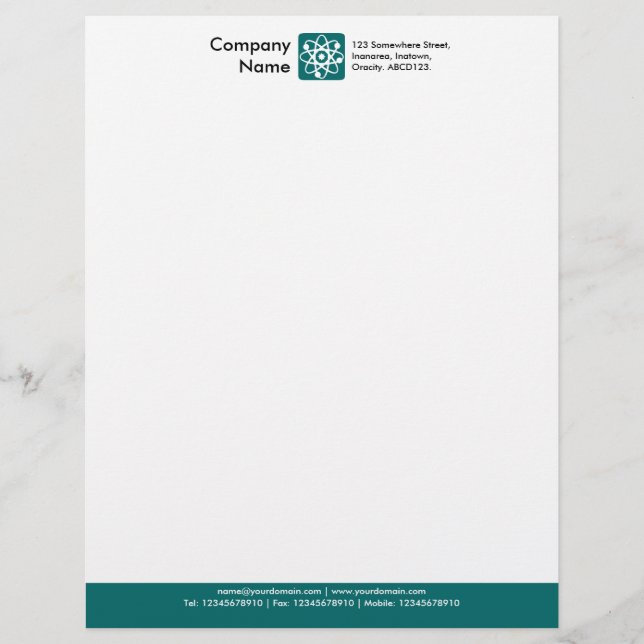 En-tête De Lettre Personnalisée Pied de page couleur - Turquoise (Devant)